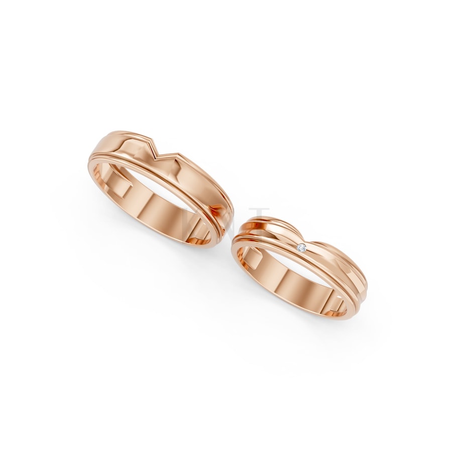 NHẪN CƯỚI A197 vàng hồng Rose Gold vàng đẹp, kiểu dáng trẻ trung, độc đáo