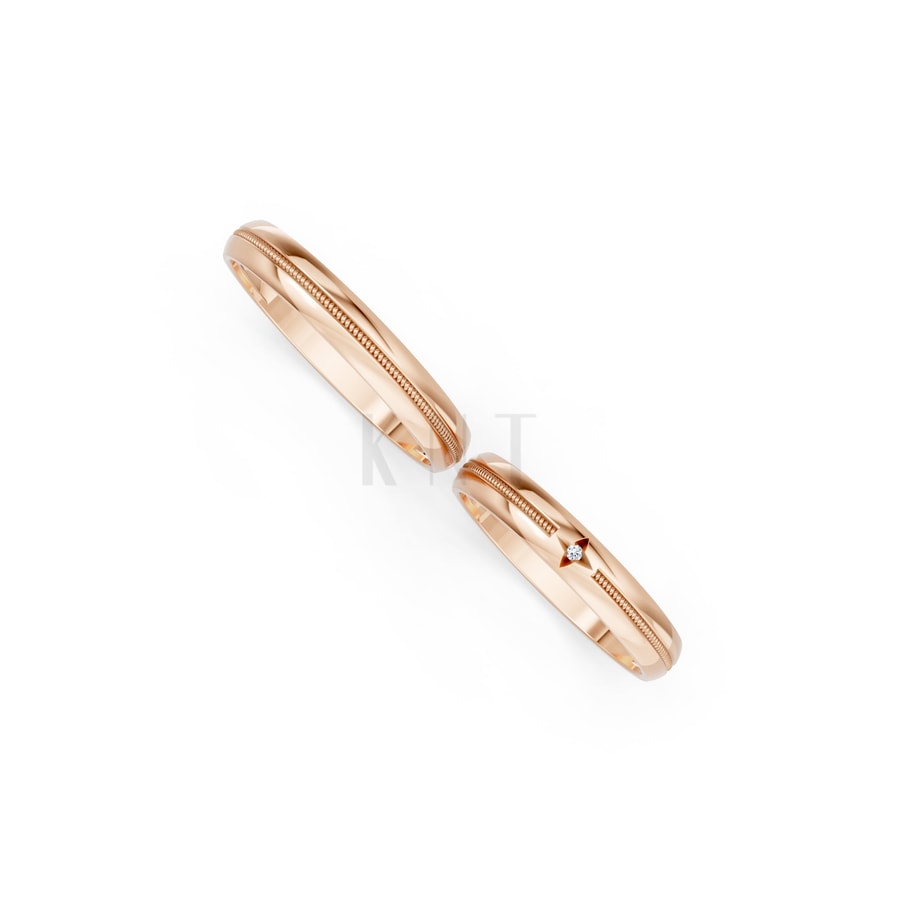 NHẪN CƯỚI A200 vàng hồng Rose Gold phong cách trẻ trung, nổi bật