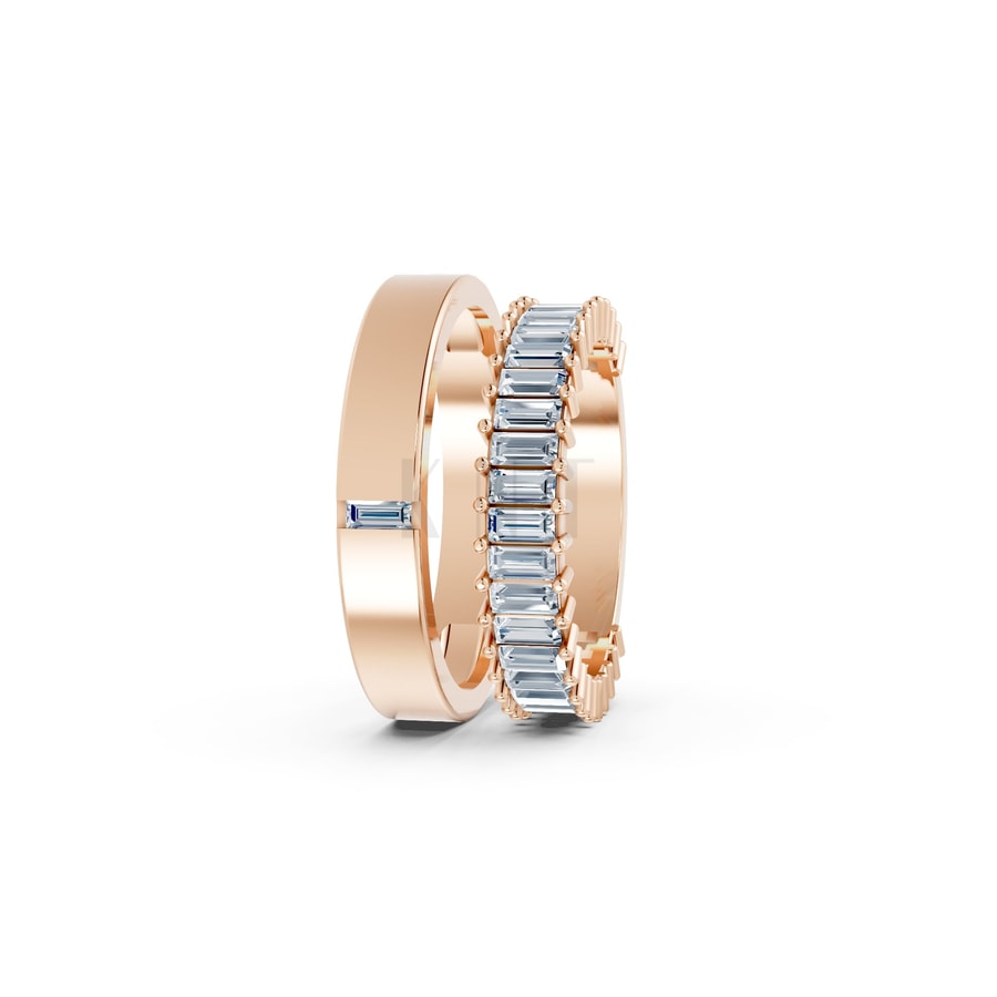 NHẪN CƯỚI A211 vàng hồng Rose Gold vàng đẹp, kiểu dáng trẻ trung, độc đáo