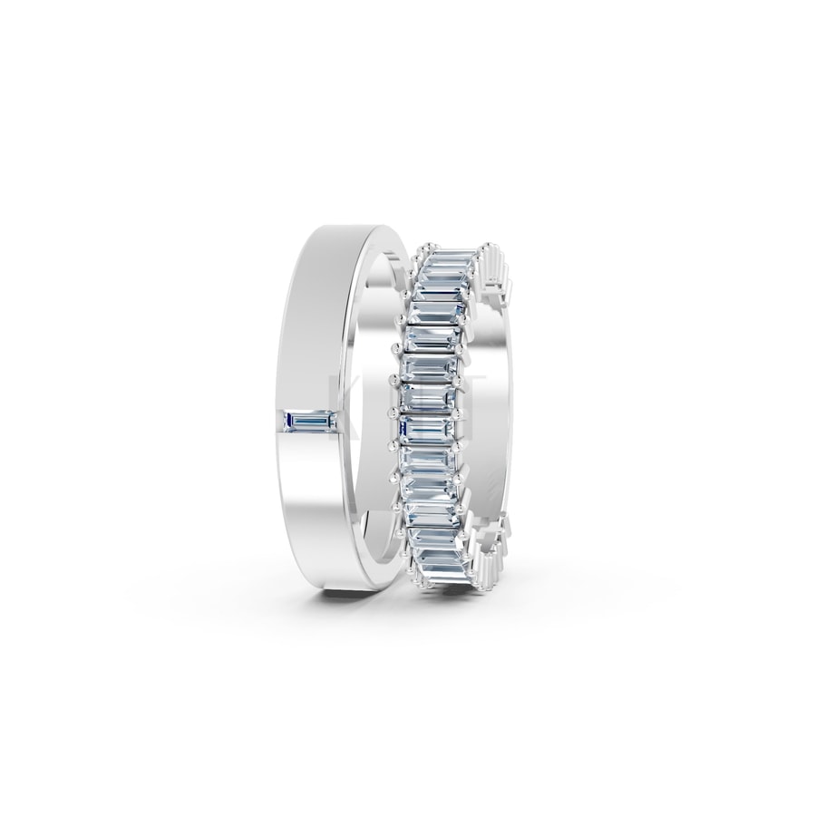 NHẪN CƯỚI A211 vàng trắng White Gold kiểu dáng cá tính, hiện đại