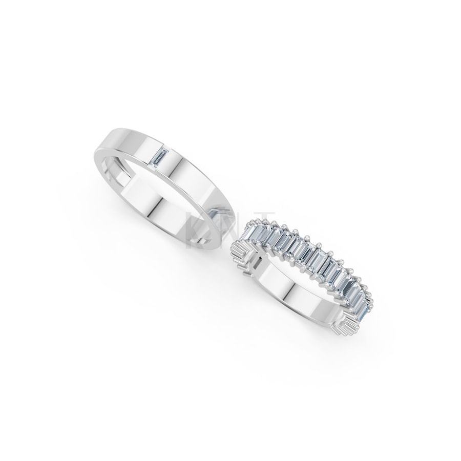 NHẪN CƯỚI A211 vàng trắng White Gold vàng sáng, đường nét sắc sảo, tinh tế