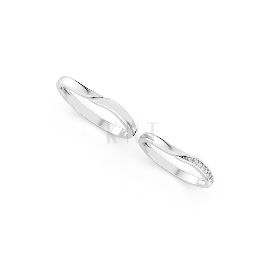 NHẪN CƯỚI A217 vàng trắng White Gold thiết kế trẻ trung, hiện đại