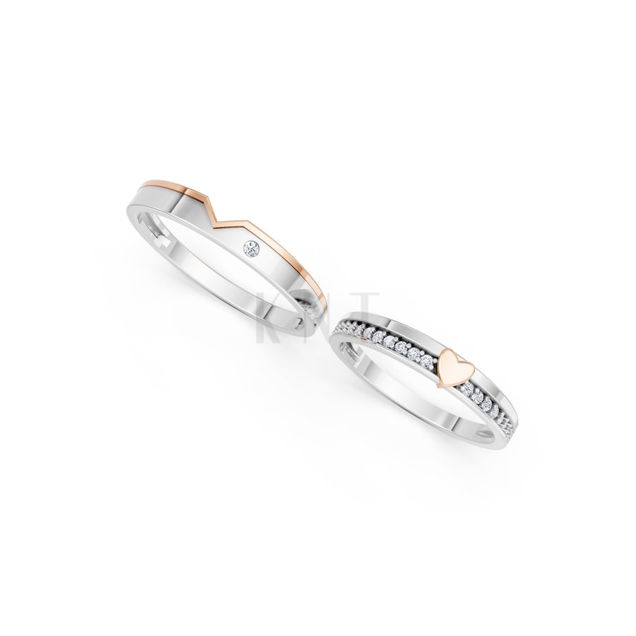 NHẪN CƯỚI A225 phối màu Dual Color vàng đẹp, kiểu dáng trẻ trung, độc đáo