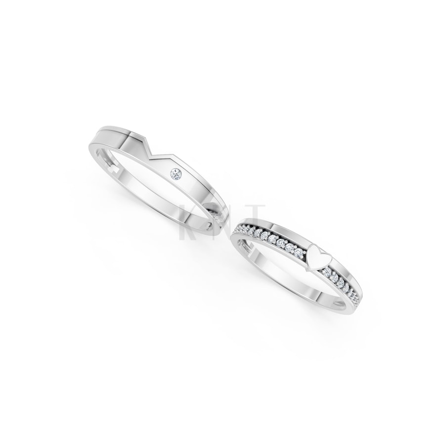 NHẪN CƯỚI A225 vàng trắng White Gold vàng sáng, đường nét sắc sảo, tinh tế