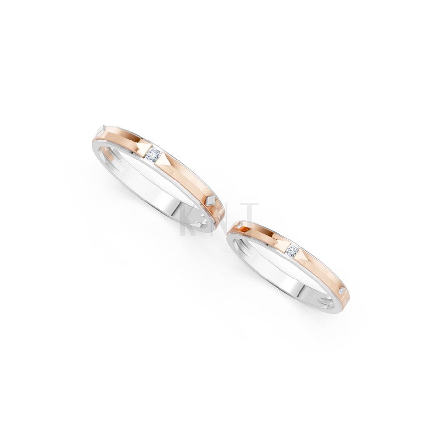 NHẪN CƯỚI A235 phối màu Dual Color vàng đẹp, kiểu dáng trẻ trung, độc đáo