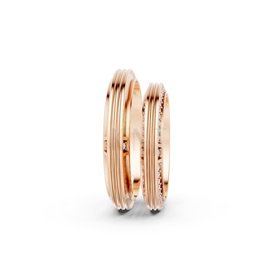 NHẪN CƯỚI A237 vàng hồng Rose Gold phong cách trẻ trung, nổi bật