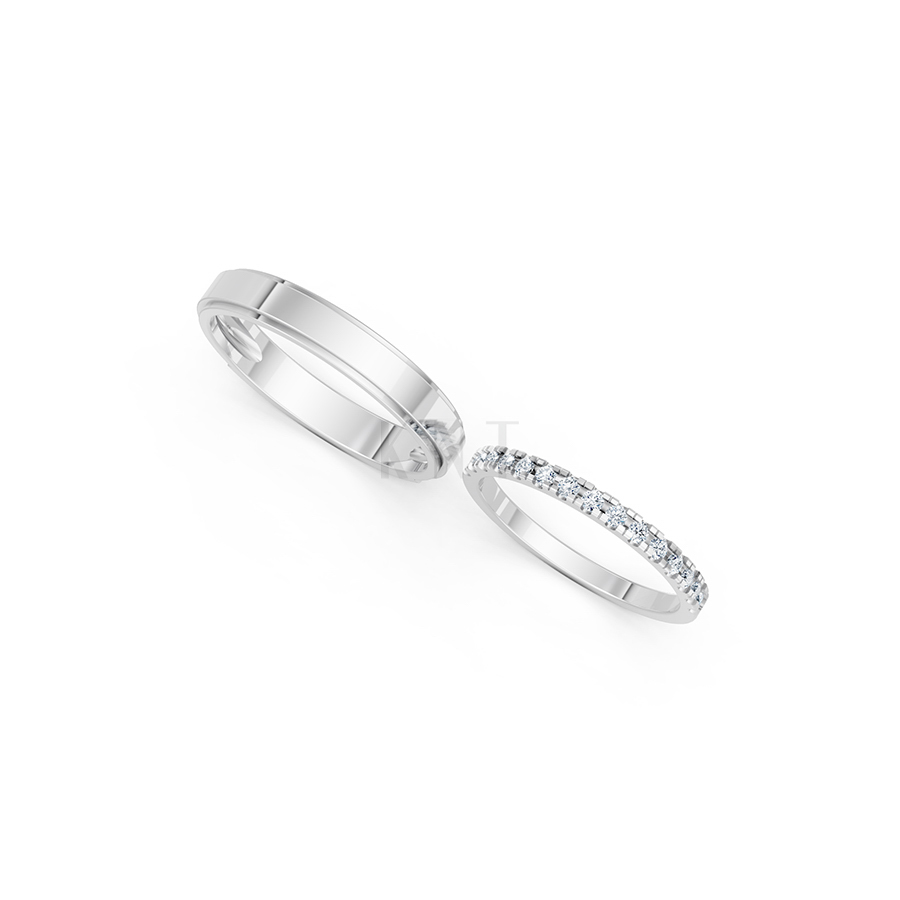 Nhẫn cưới A244 vàng trắng White Gold thiết kế trẻ trung, hiện đại