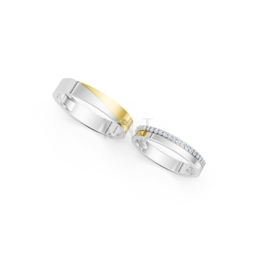 NHẪN CƯỚI A245 phối màu Dual Color thiết kế đối xứng, phong cách, ấn tượng