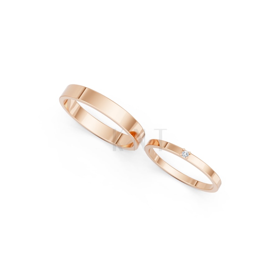 NHẪN CƯỚI A248 vàng hồng Rose Gold vàng đẹp, kiểu dáng trẻ trung, độc đáo