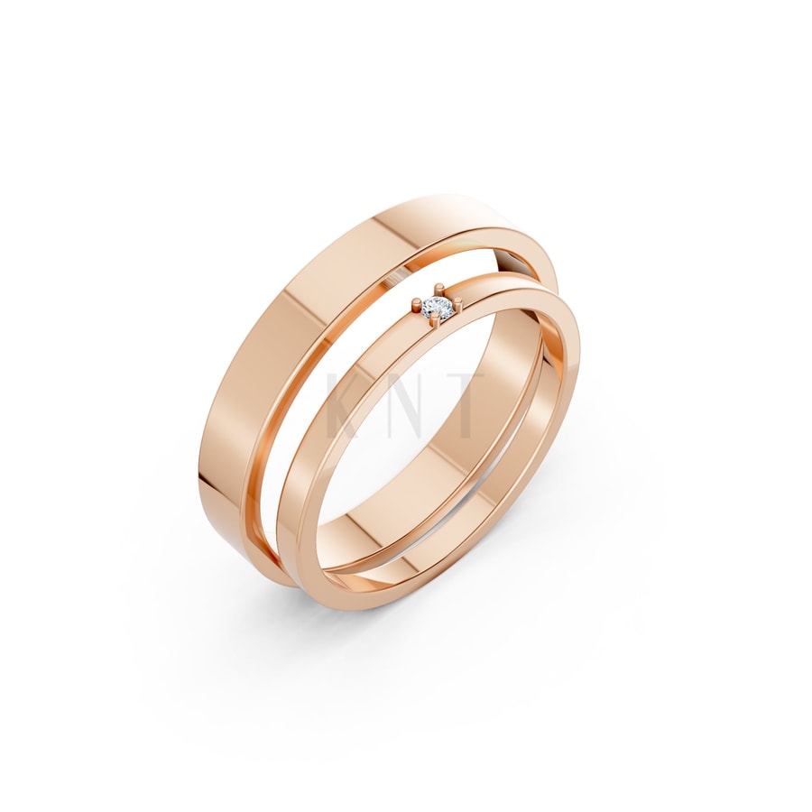 NHẪN CƯỚI A248 vàng hồng Rose Gold họa tiết ấn tượng, cá tính