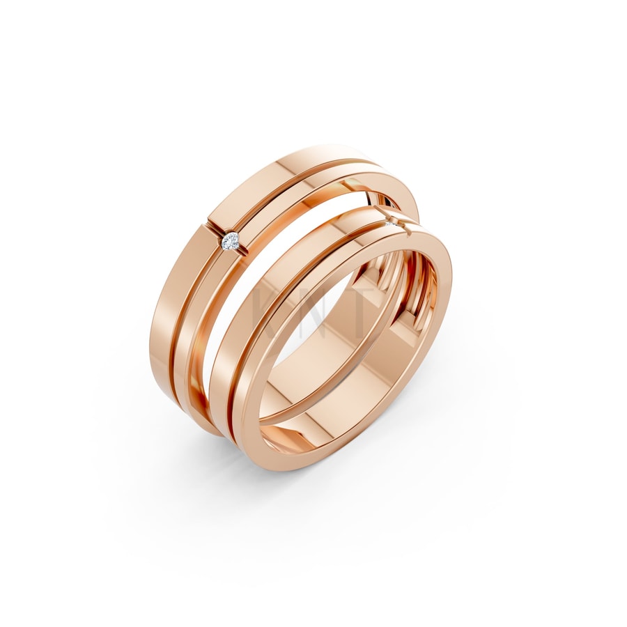 NHẪN CƯỚI A251 vàng hồng Rose Gold họa tiết ấn tượng, cá tính