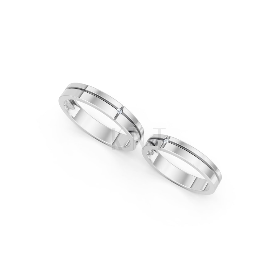 NHẪN CƯỚI A251 vàng trắng White Gold vàng sáng, đường nét sắc sảo, tinh tế