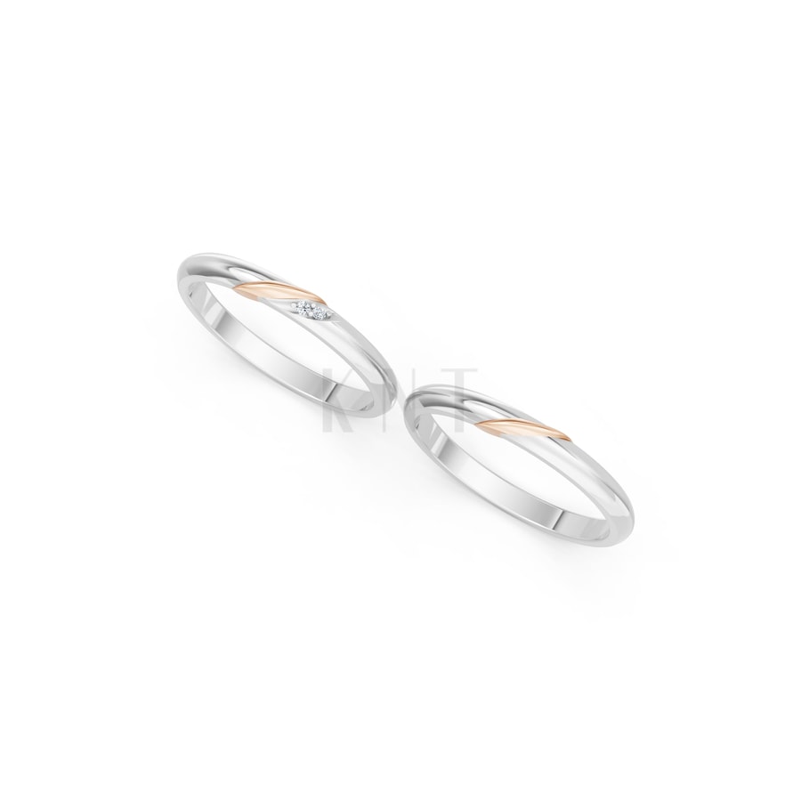 NHẪN CƯỚI A252 phối màu Dual Color vàng đẹp, kiểu dáng trẻ trung, độc đáo