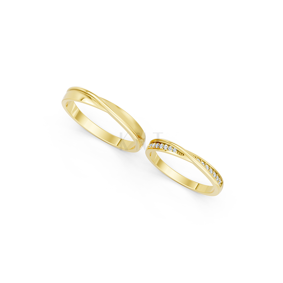 Nhẫn cưới A258 Vàng Gold vàng 10K/14K/18K/607 cao cấp, thanh lịch