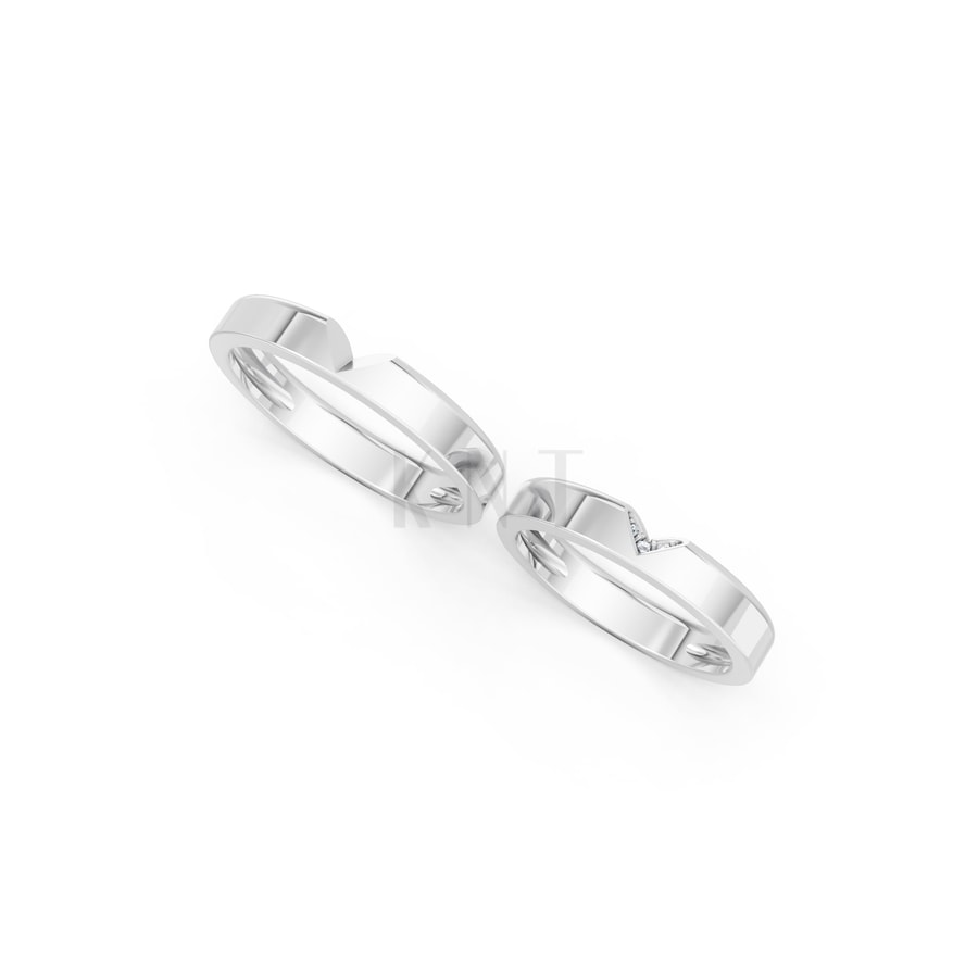 NHẪN CƯỚI A267 màu vàng trắng White Gold kiểu dáng cá tính, hiện đại