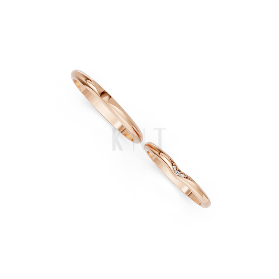 Nhẫn Cưới H102 vàng hồng Rose Gold vàng đẹp, kiểu dáng trẻ trung, độc đáo