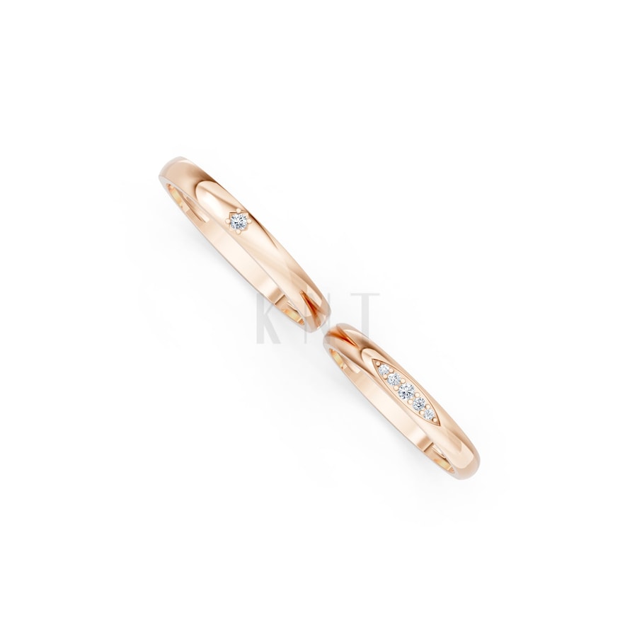 Nhẫn cưới kim cương H109 vàng hồng Rose Gold phong cách trẻ trung, nổi bật