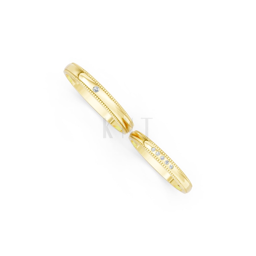 Nhẫn cưới kim cương H110 Vàng Gold vàng 10K/14K/18K/607 cao cấp, thanh lịch
