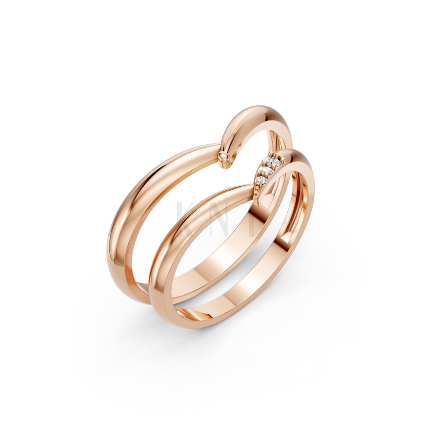 Nhẫn cưới H111 vàng hồng Rose Gold họa tiết ấn tượng, cá tính