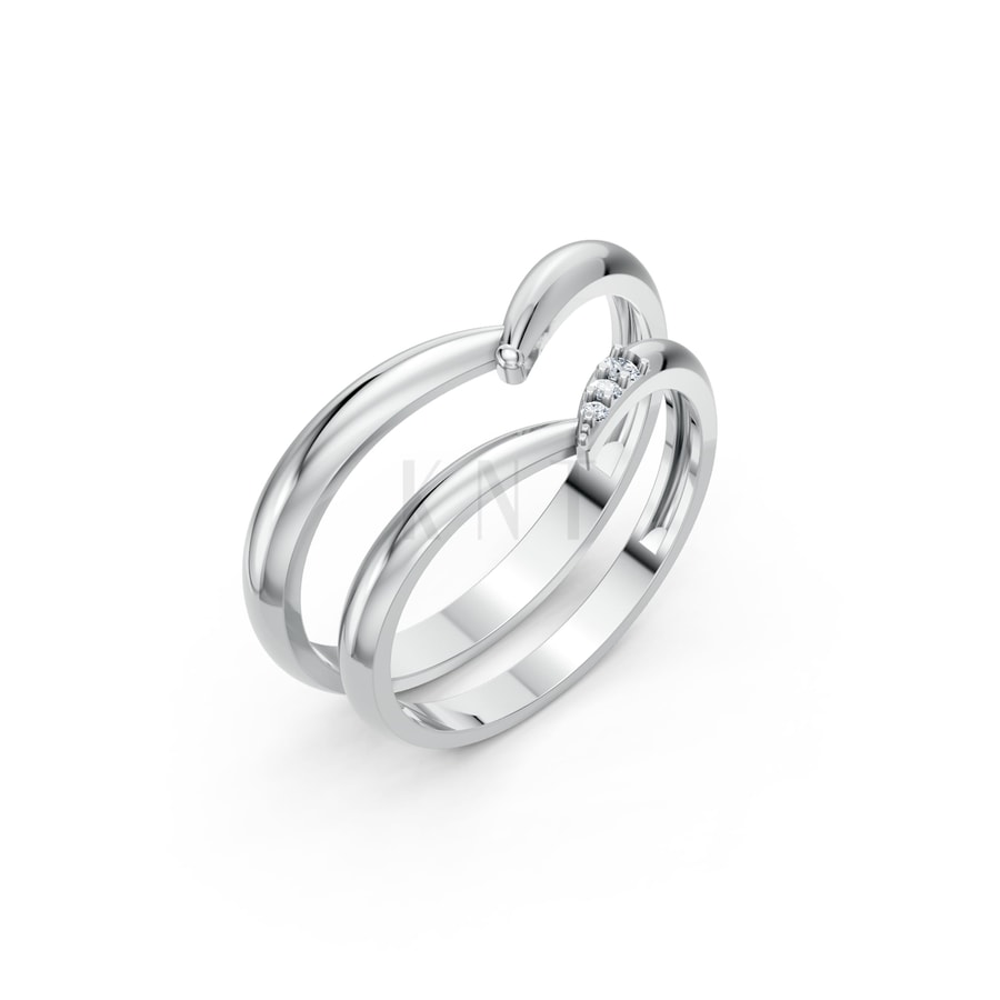 Nhẫn cưới H111 vàng trắng White Gold kiểu dáng hiện đại, nổi bật