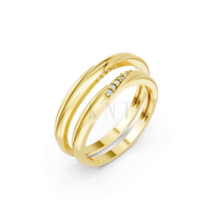 Nhẫn cưới kim cương H112 Vàng Gold thiết kế tinh tế, sang trọng