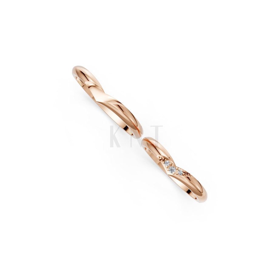 Nhẫn cưới H114 vàng hồng Rose Gold thiết kế đối xứng, phong cách, ấn tượng