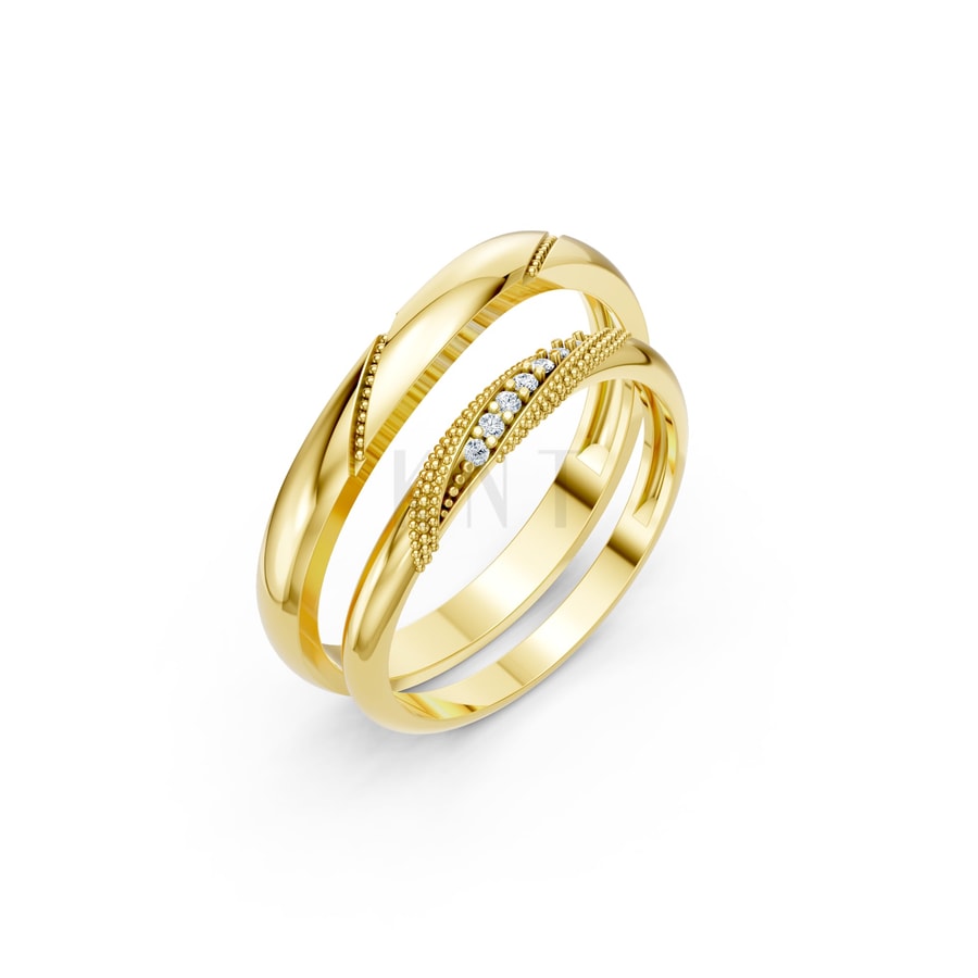 Nhẫn cưới kim cương H115 Vàng Gold thiết kế tinh tế, sang trọng