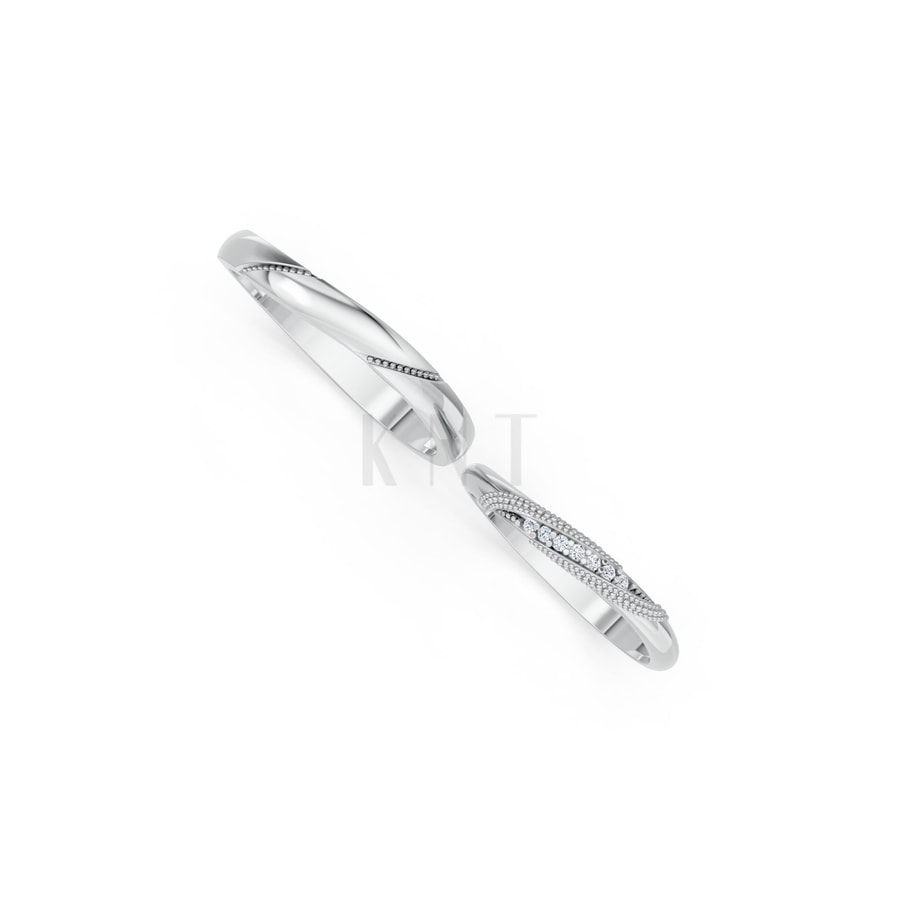 Nhẫn cưới kim cương H115 vàng trắng White Gold thiết kế trẻ trung, hiện đại