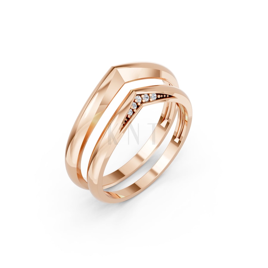 Nhẫn cưới kim cương H117 vàng hồng Rose Gold họa tiết ấn tượng, cá tính