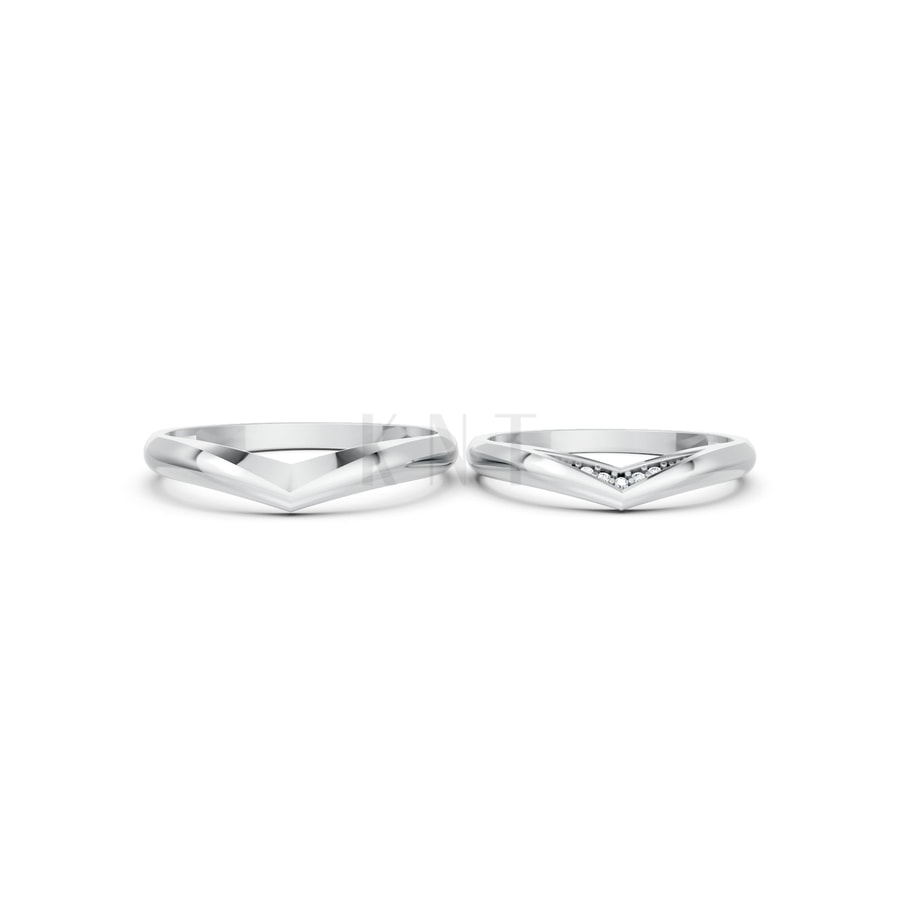 Nhẫn cưới kim cương H117 vàng trắng White Gold thiết kế trẻ trung, hiện đại