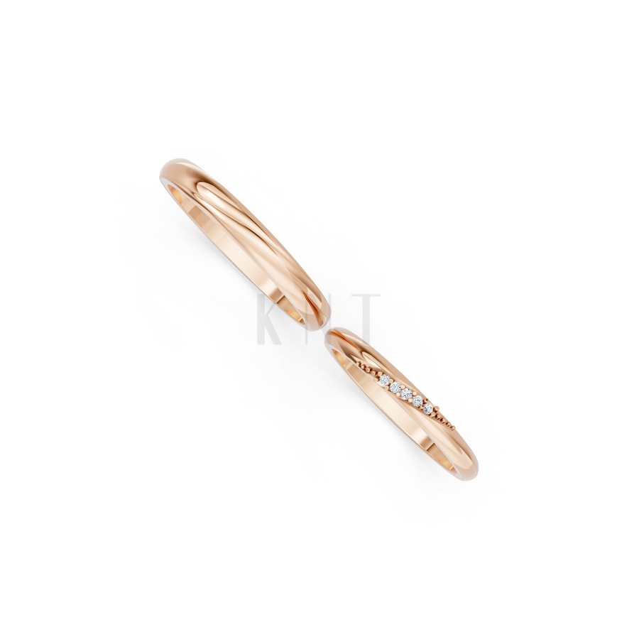 Nhẫn cưới kim cương H121 vàng hồng Rose Gold vàng đẹp, kiểu dáng trẻ trung, độc đáo
