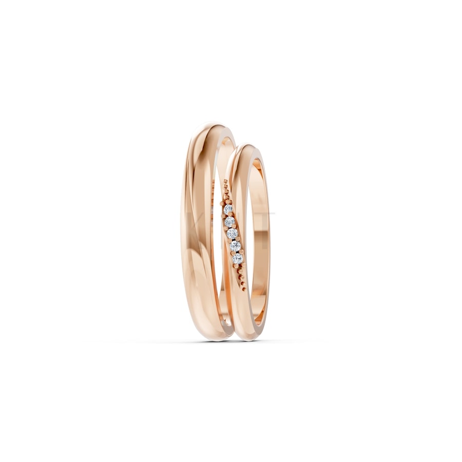 Nhẫn cưới kim cương H121 vàng hồng Rose Gold phong cách trẻ trung, nổi bật