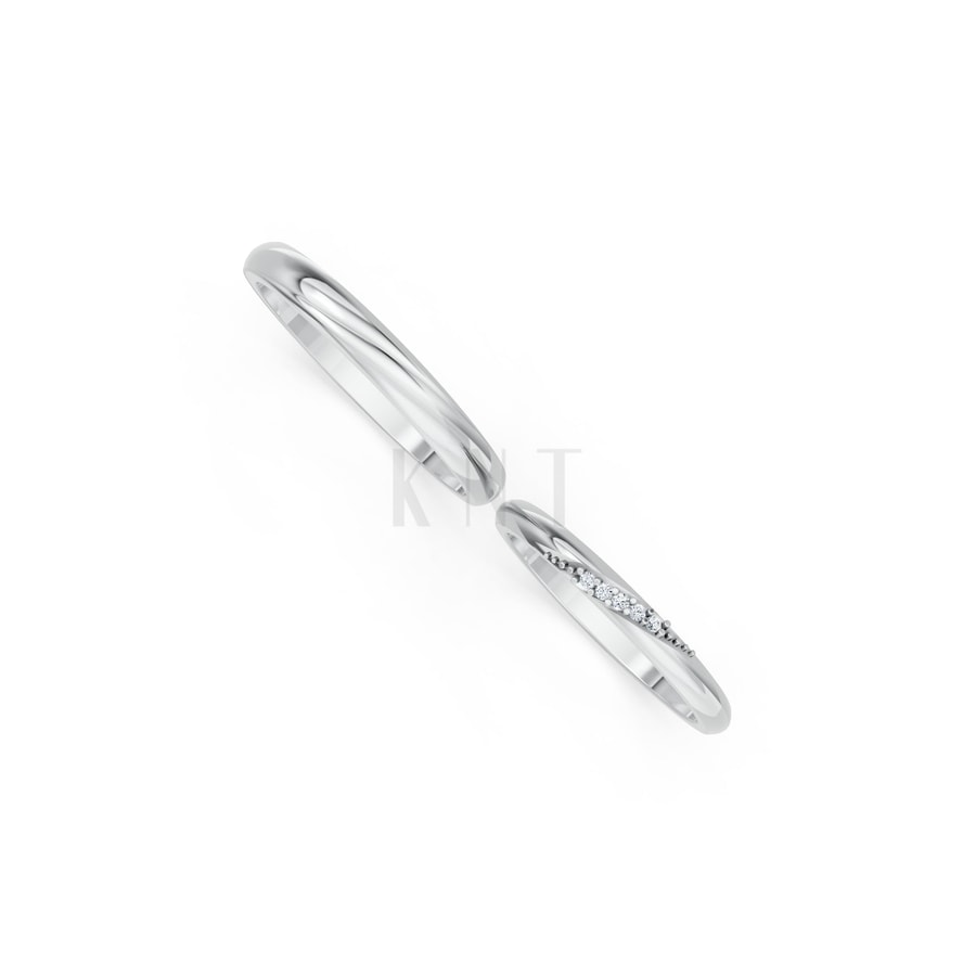 Nhẫn cưới kim cương H121 vàng trắng White Gold kiểu dáng cá tính, hiện đại