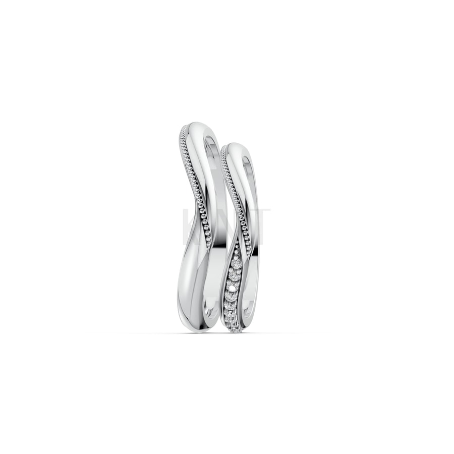 Nhẫn cưới H122 vàng trắng White Gold kiểu dáng cá tính, hiện đại