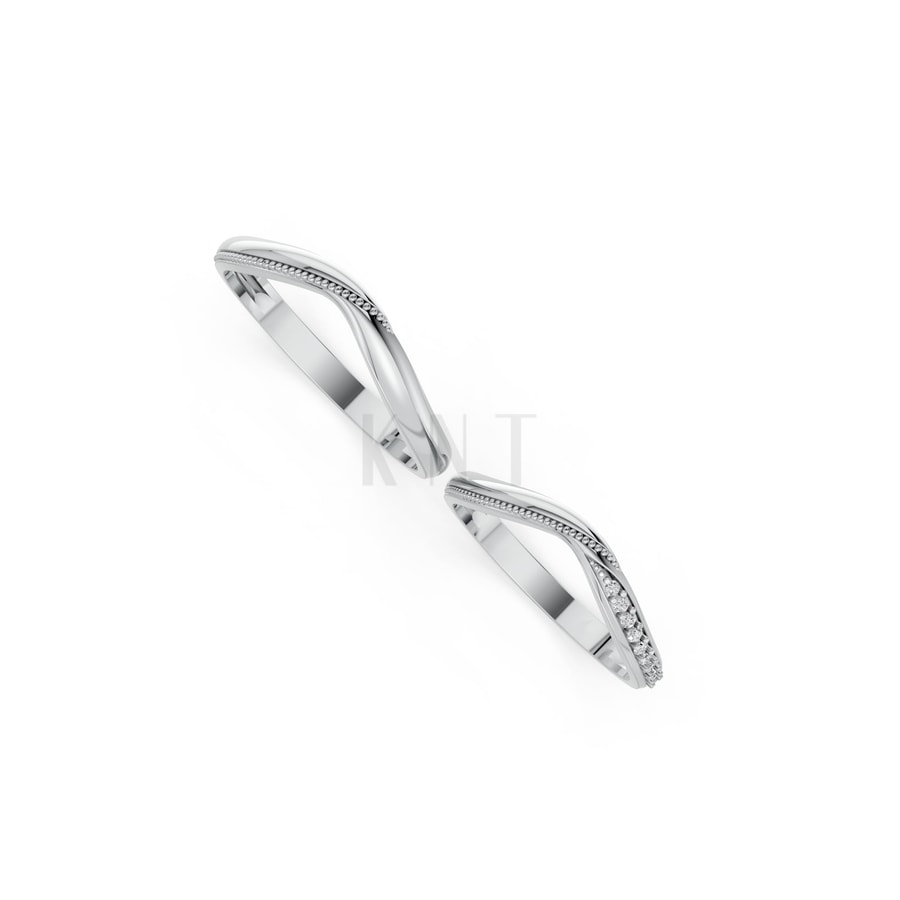 Nhẫn cưới H122 vàng trắng White Gold thiết kế trẻ trung, hiện đại