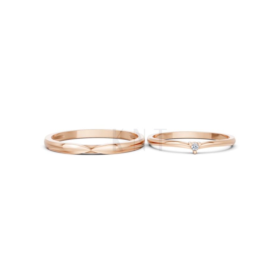 Nhẫn cưới H123 vàng hồng Rose Gold thiết kế đối xứng, phong cách, ấn tượng