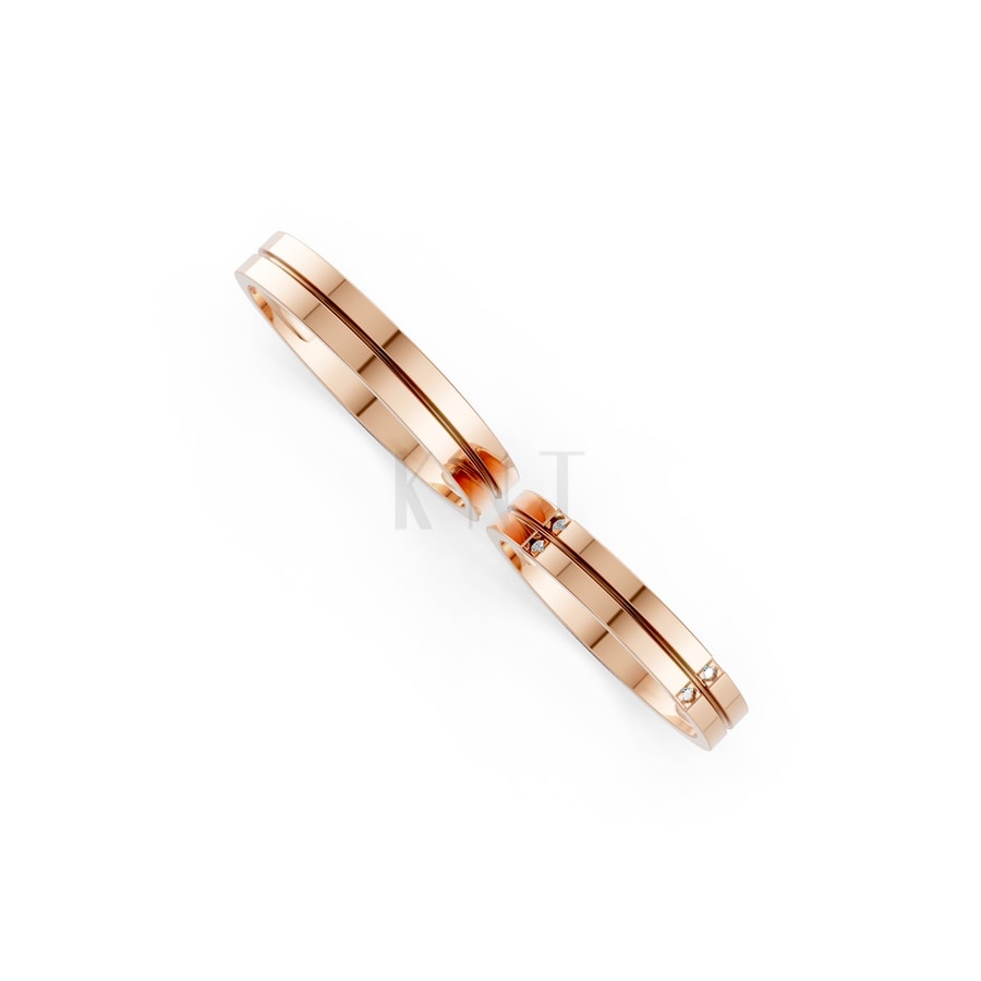 Nhẫn cưới H126 vàng hồng Rose Gold vàng đẹp, kiểu dáng trẻ trung, độc đáo
