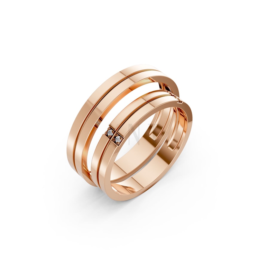 Nhẫn cưới H126 vàng hồng Rose Gold họa tiết ấn tượng, cá tính