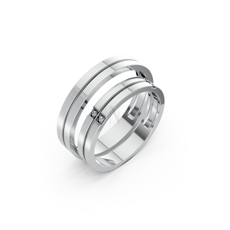 Nhẫn cưới H126 vàng trắng White Gold kiểu dáng hiện đại, nổi bật