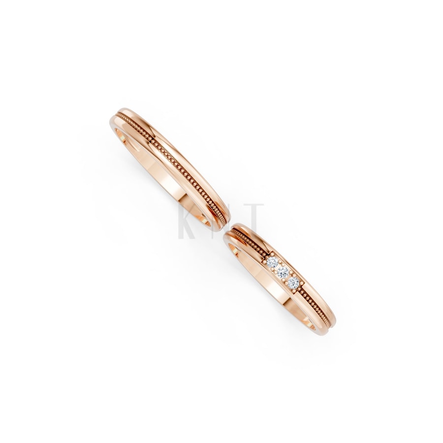 Nhẫn cưới H127 vàng hồng Rose Gold vàng đẹp, kiểu dáng trẻ trung, độc đáo
