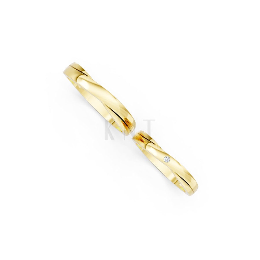 Nhẫn cưới kim cương H129 Vàng Gold vàng 10K/14K/18K/607 cao cấp, thanh lịch