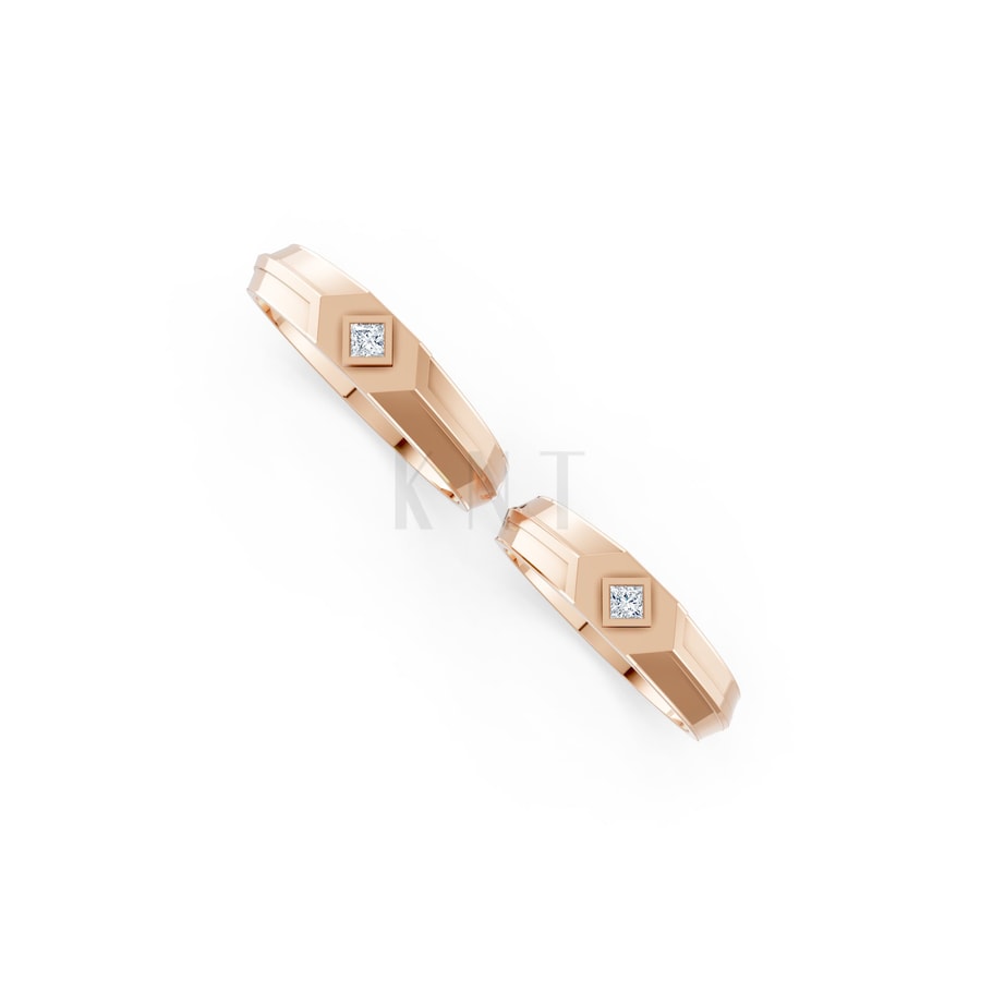 Nhẫn cưới H4 màu vàng hồng Rose Gold thiết kế đối xứng, phong cách, ấn tượng