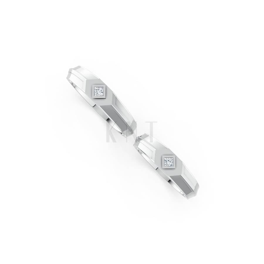 Nhẫn cưới H4 màu vàng trắng White Gold kiểu dáng cá tính, hiện đại