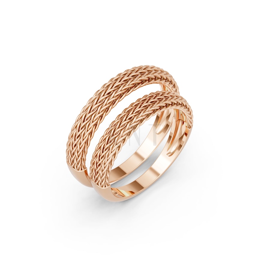 Nhẫn cưới H70 vàng hồng Rose Gold họa tiết ấn tượng, cá tính