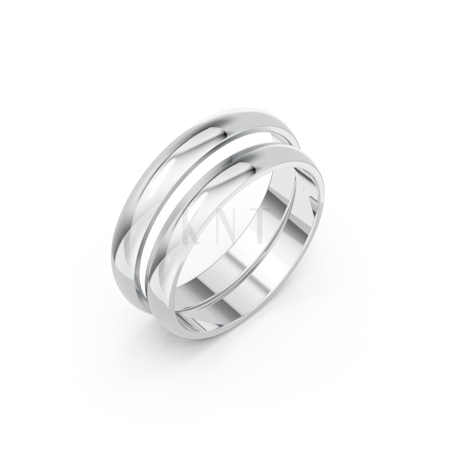 Nhẫn cưới H76 vàng trắng White Gold kiểu dáng hiện đại, nổi bật