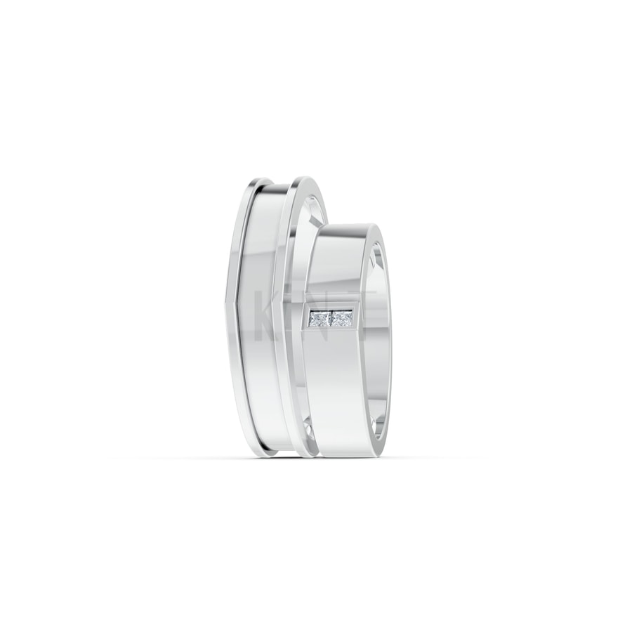 Nhẫn Cưới Collab Ceramic – H77 vàng trắng White Gold kiểu dáng cá tính, hiện đại