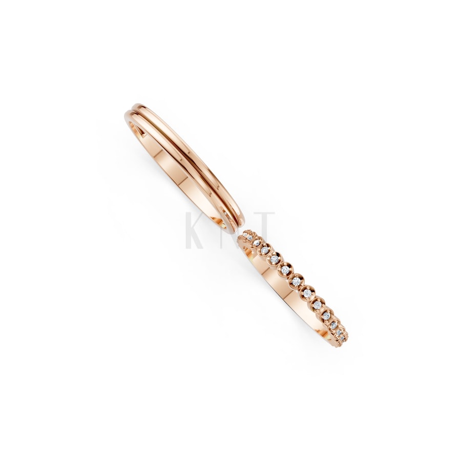 Nhẫn cưới H94 vàng hồng Rose Gold vàng đẹp, kiểu dáng trẻ trung, độc đáo