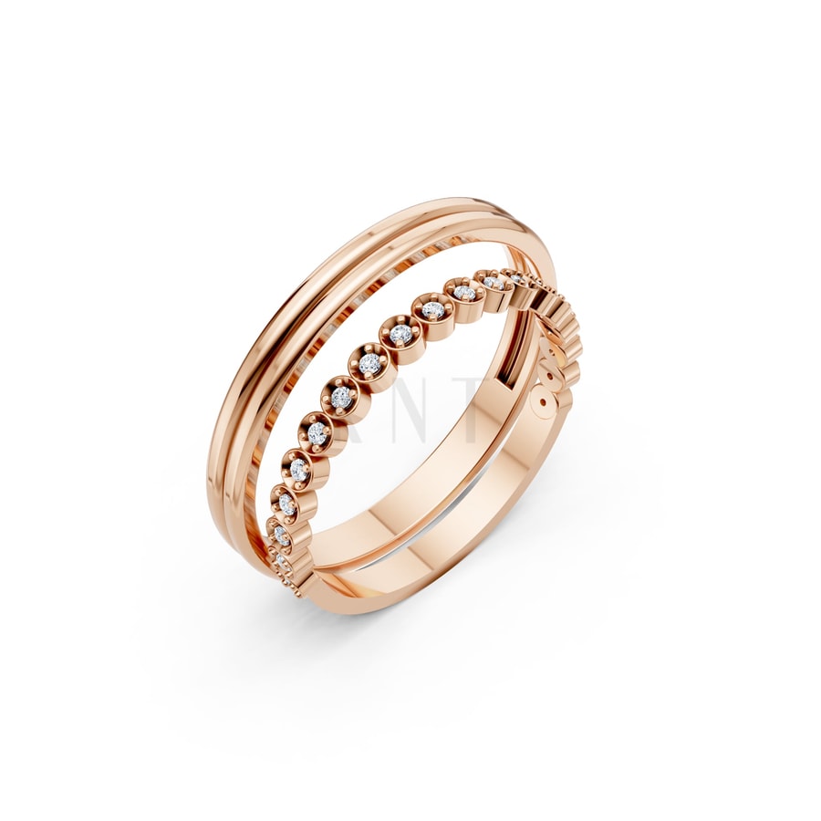 Nhẫn cưới H94 vàng hồng Rose Gold họa tiết ấn tượng, cá tính