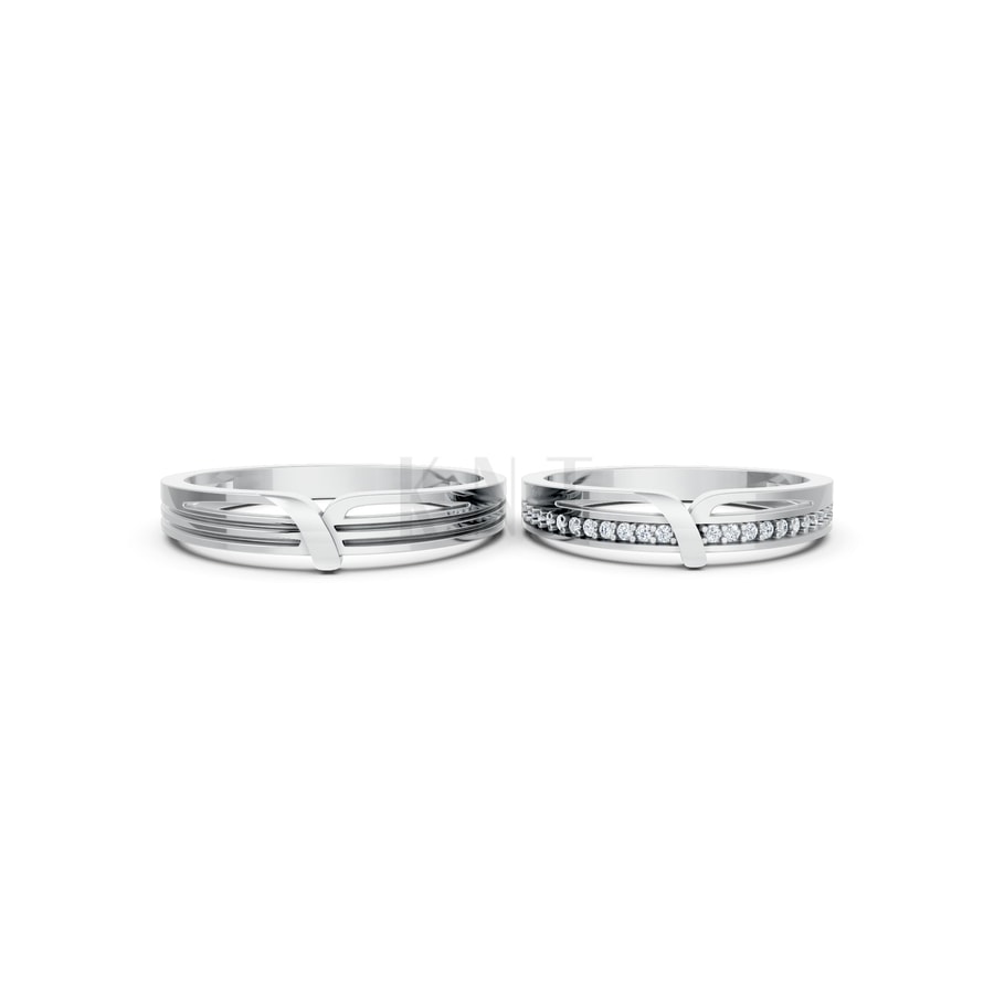 Nhẫn cưới K23 vàng trắng White Gold thiết kế trẻ trung, hiện đại