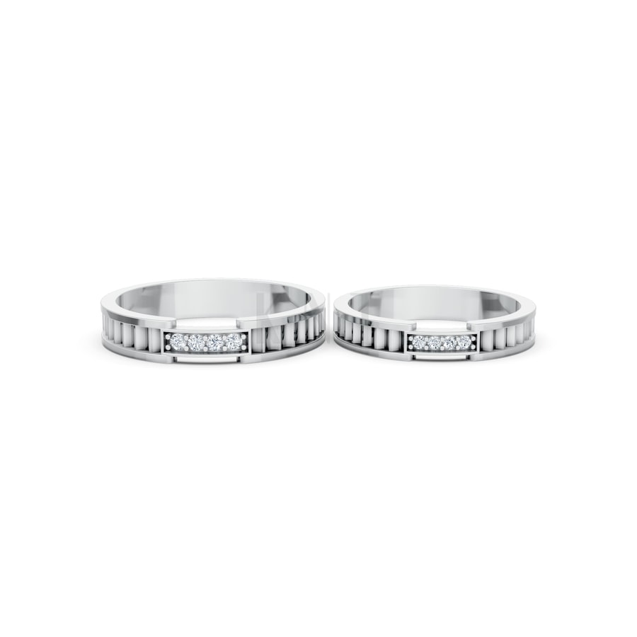 Nhẫn cưới K24 vàng trắng White Gold thiết kế trẻ trung, hiện đại
